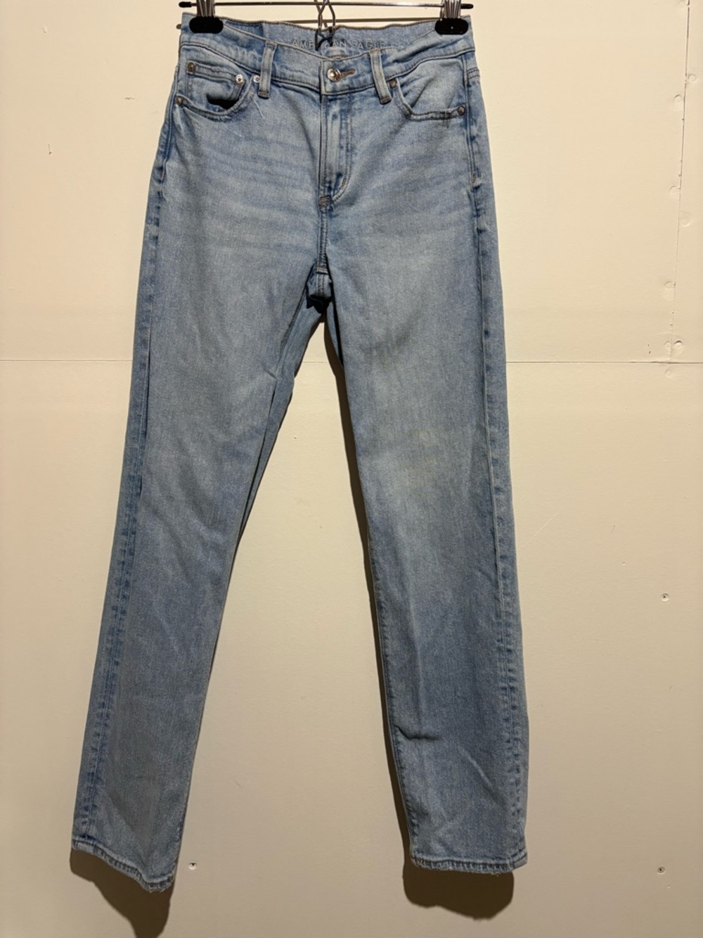 American Eagle Outfitters Super High Rise Straight Light Wash Straight-Leg Jeans